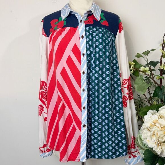 Maeve “The Paz” Printed Buttondown Shirt | Medium | Anthropologie - Picture 1 of 11